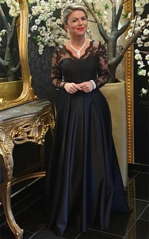 Precioso vestido de satén de corte A para la madre de la novia con fajín.