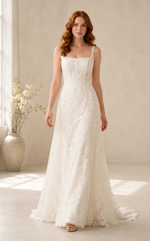 Robe de mariée sirène en dentelle et tulle, col V, sans manches, traîne chapelle