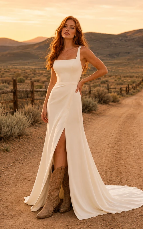 Robe de mariée de maternité, col carré, bretelles en dentelle, coupe empire, jupe en tulle
