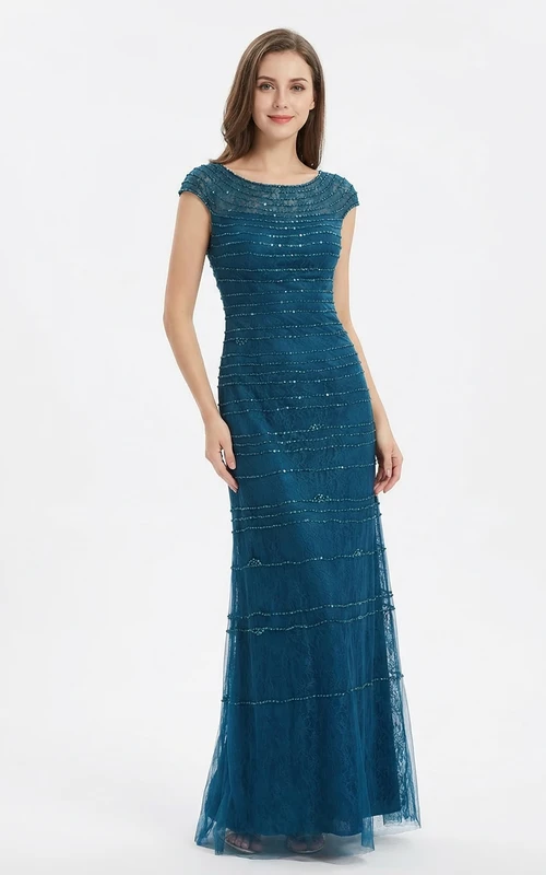 Robe de mère de la mariée en dentelle noble perlée