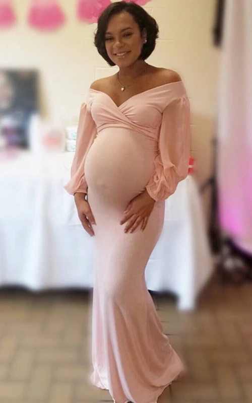 Sheath Puff Balloon Long Sleeve Empire Dress