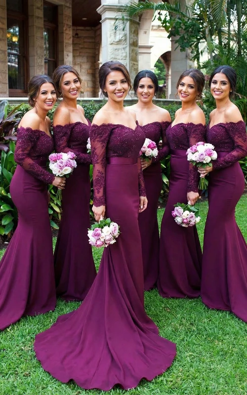 Paillettenbesetztes Meerjungfrauenkleid mit perlenbesetzten Ärmeln