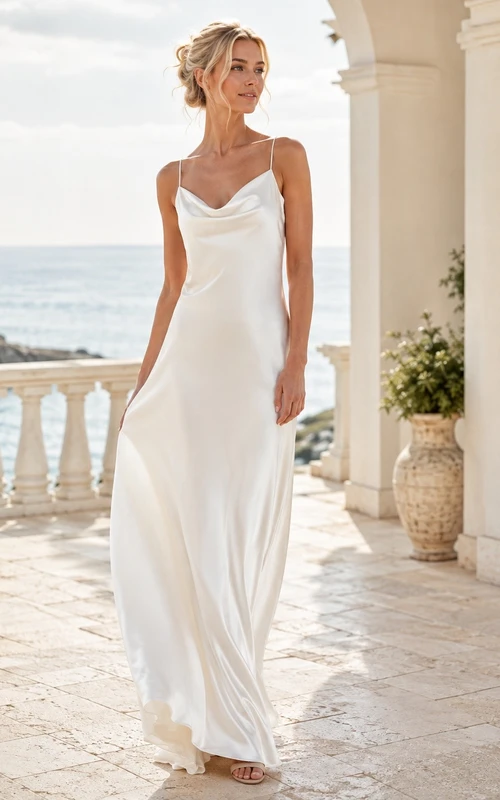 Elegant Straps Sleeveless Satin Wedding Gown Classic Occasion