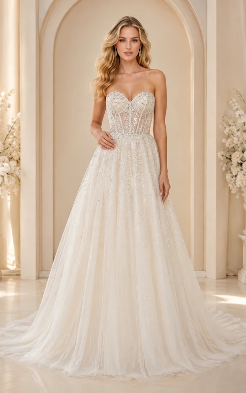 Vestido de novia elegante de corte A para ceremonia formal