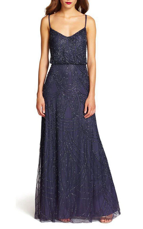 Robe de demoiselle d'honneur longue Art Déco