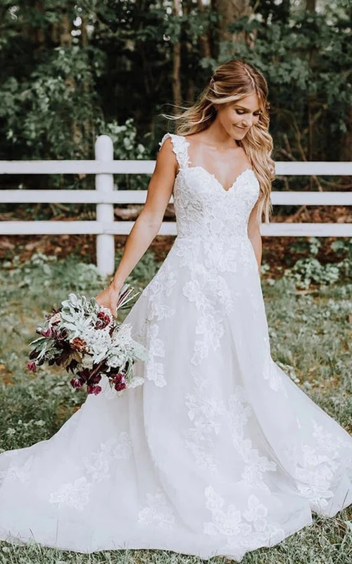 Vestidos de novia de encaje estilo Reina Ana, corte imperio, línea A, estilo princesa.