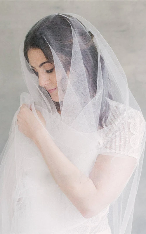 Voile de mariée long en tulle romantique et simple