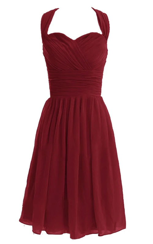 Robe de mariée rouge de reine Anne avec fronces et nœud