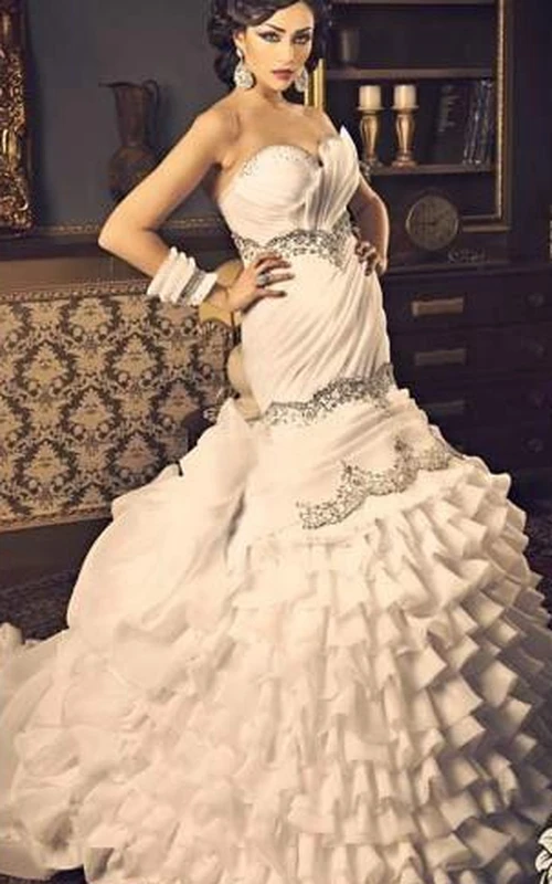 Meerjungfrauen-Hochzeitskleider in Weiß, Glitzer-Organza, neue sexy Abendkleider