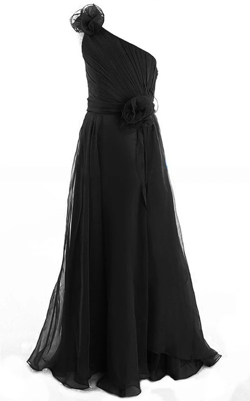 Robe asymétrique en jersey à une épaule et coupe trapèze ornée de fleurs