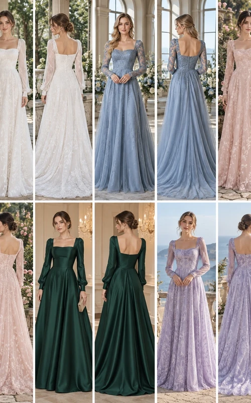 Long Sleeve A-Line Formal Gown Dress Occasion Variation Five