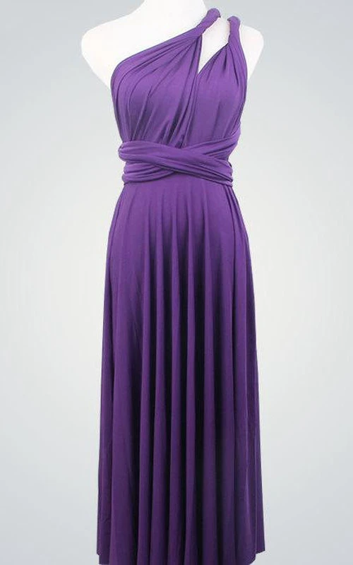 Dunkelviolettes Brautjungfernkleid, vielseitig tragbar, Infinity-Stil, wandelbar, knielang