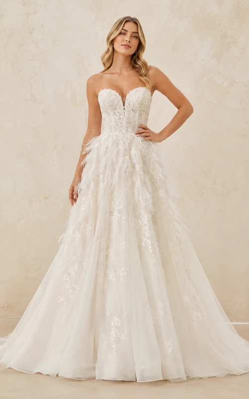 A-line raised-like Elegant Bridal Formal Ceremony Wedding Dress