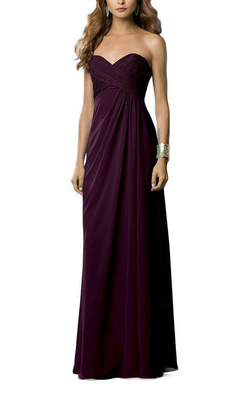 Robe longue empire à décolleté cœur et fronces