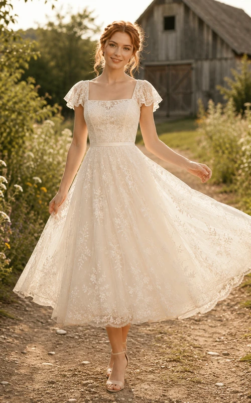 Lace Tulle Wedding Dress A-Line Sweetheart Sleeveless Mini Bridal Gown
