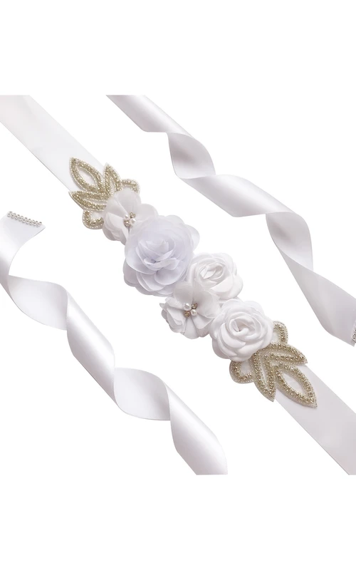 Blumenmuster-Gürtel aus königlichem Satin mit Pailletten