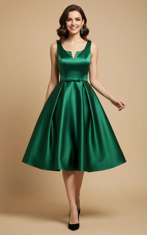 Grünes Retro-Abendkleid im Stil der 50er Jahre