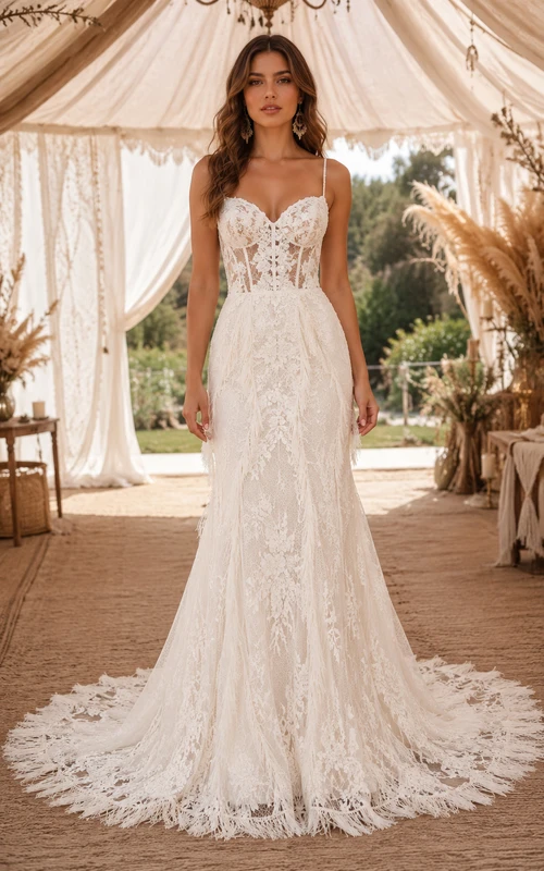 Sexy Meerjungfrauen-Hochzeitskleid, ärmellos, bodenlang, mit herzförmigem Ausschnitt, Spitze, Kapellenschleppe, Elfenbein