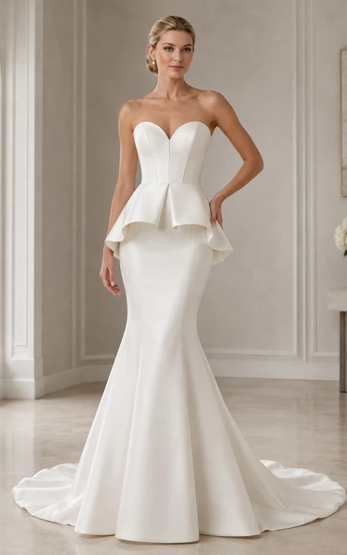 Mermaid Square Modern Neck Satin Bridal Classic Wedding Dress