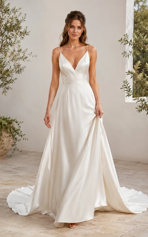 Halter Sheath Draped Sweep Train Bridal Wedding Dress Formal