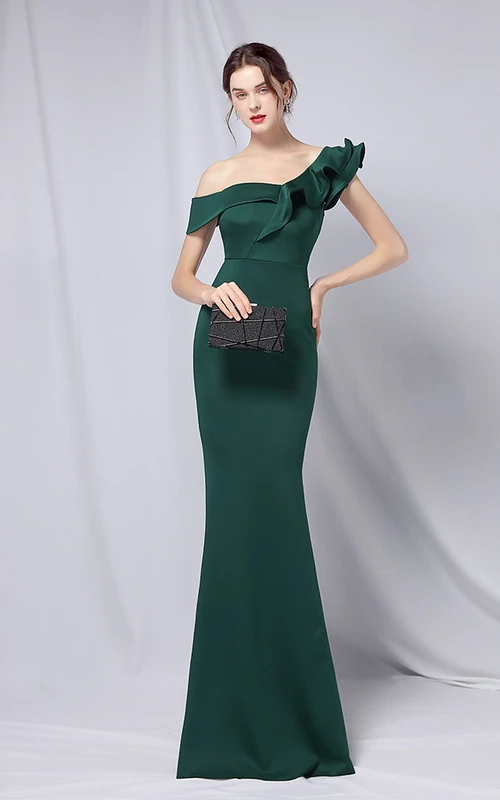 Vestido de noche de fiesta asimétrico de seis colores, elegante y ajustado, con cola de sirena.