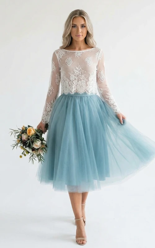Zweiteiliges Kleid aus Spitze und Tüll für den Abschlussball
