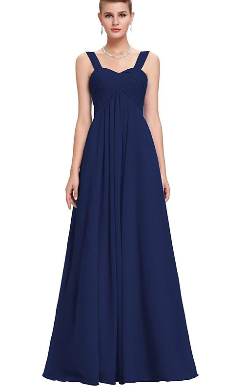 Vestido plisado de gasa estilo Imperio con escote corazón