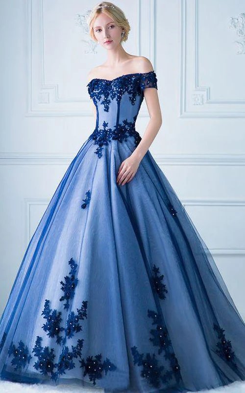 Robe de bal longue en tulle sans manches, adorable robe de bal avec appliques