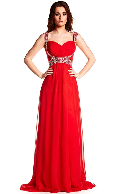 Robe de bal en mousseline sans manches à bretelles croisées
