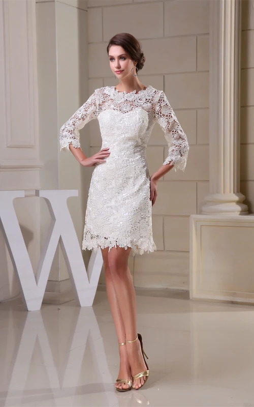 Refined Short A-Line Half Sleeve and Dress With Appliques