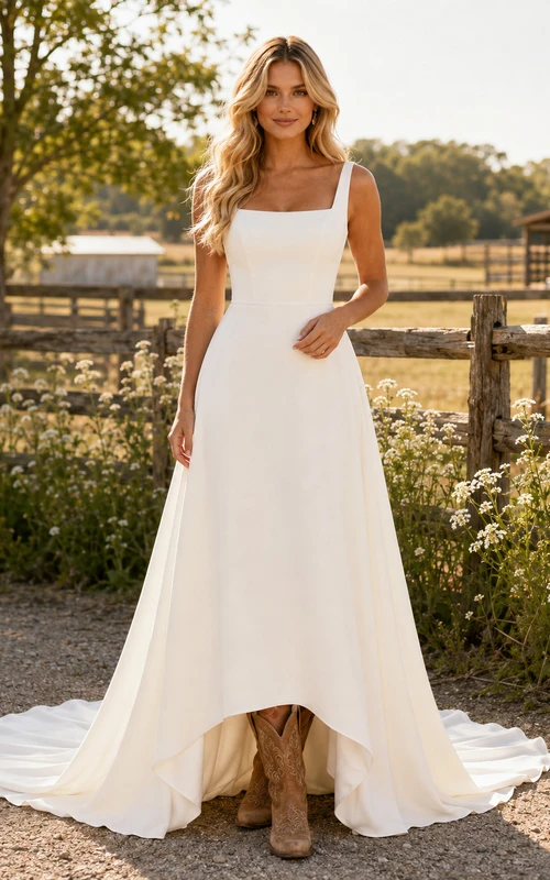 Robe de mariée de maternité en dentelle, col V, manches papillon, style champêtre, traîne chapelle