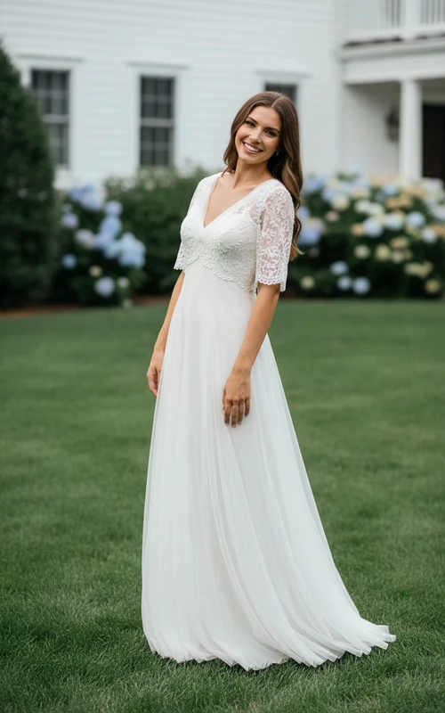 Dramático vestido de tul estilo capa