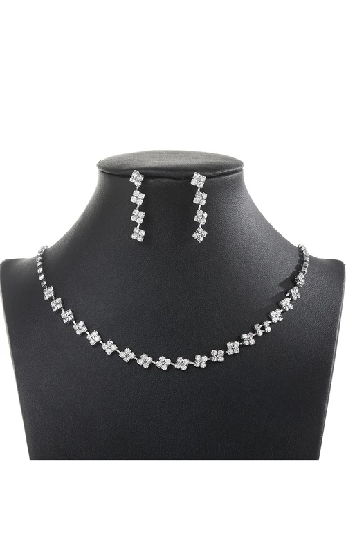 Wunderschönes Schmuckset mit Strass-Halskette und Ohrringen im Blumendesign