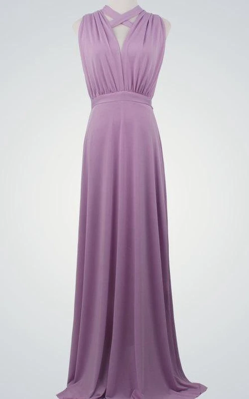 Lila formelles, bodenlanges Abendkleid, Infinity-Kleid in Lavendel, Brautjungfernkleid, Maxikleid zum Wickeln, wandelbar