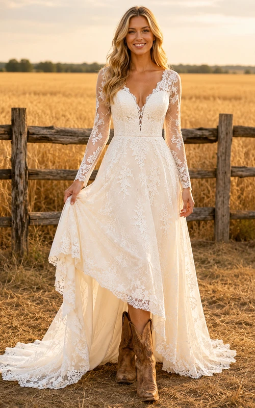Robe de mariée bohème de maternité, col en V, manches papillon, coupe trapèze, en tulle avec corsage en dentelle