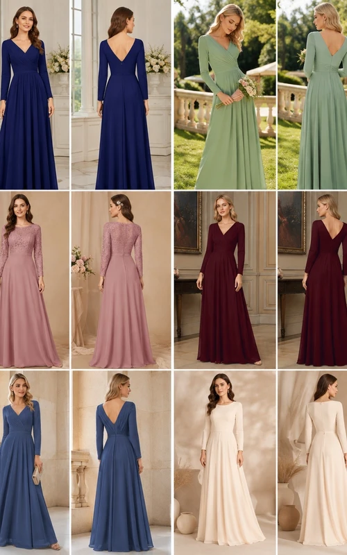 Long Sleeve A-Line Formal Gown Dress Occasion Variation Four