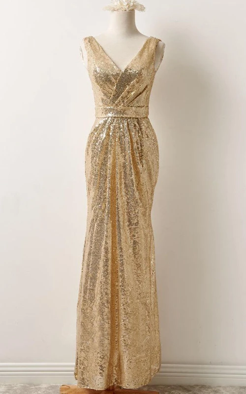 Robe de cérémonie à paillettes dorées pour femme, idéale pour la mère de la mariée.