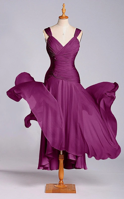 Magnifique robe en mousseline de soie mi-longue, coupe trapèze