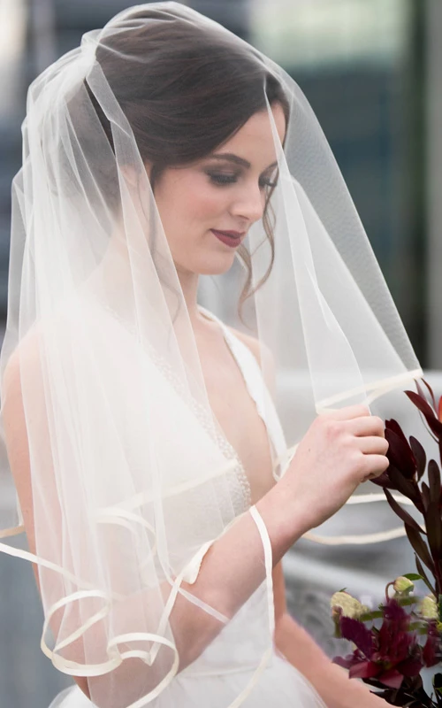 Voile de mariée court multicouche super féerique et simple