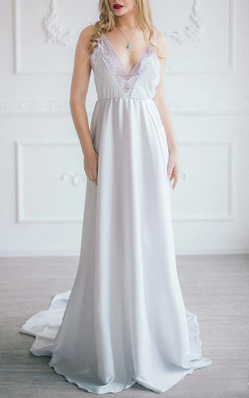 Elegantes und spitzenbesetztes weißes Brautkleid für Abschlussball, Boho- oder Strandhochzeit, schlichtes zweiteiliges Hochzeitskleid