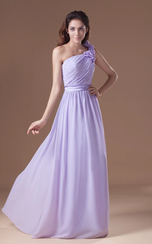Vestido largo de gasa fruncido con tirante floral