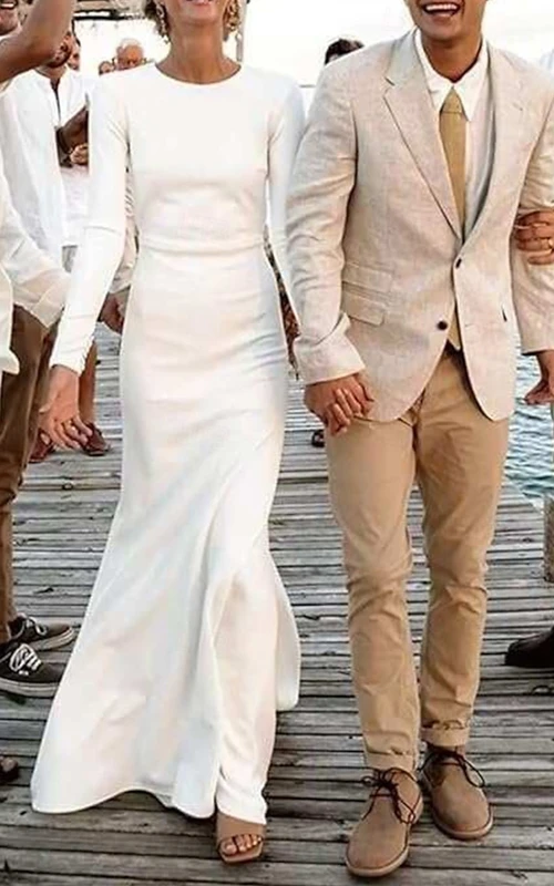 Minimalistisches, langärmeliges Etuikleid für die Hochzeit
