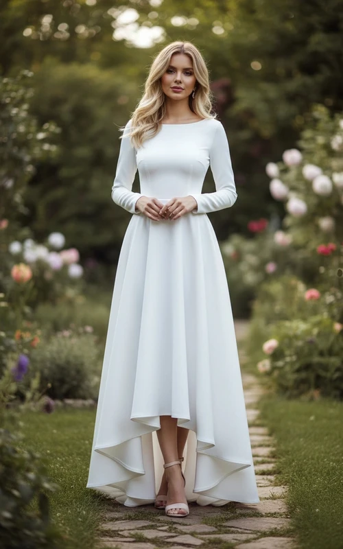 Robe satinée contemporaine asymétrique