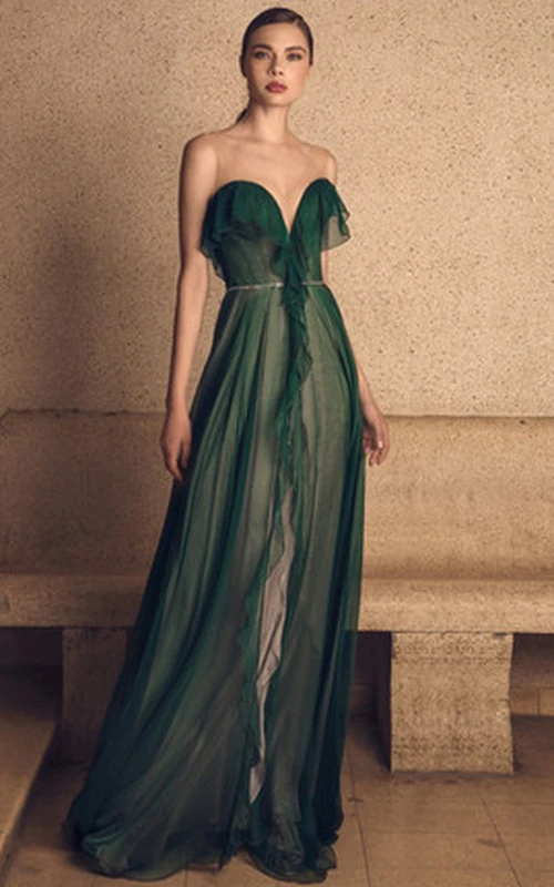 Robe d'invitée décontractée longue sans manches en tulle, coupe trapèze, à volants