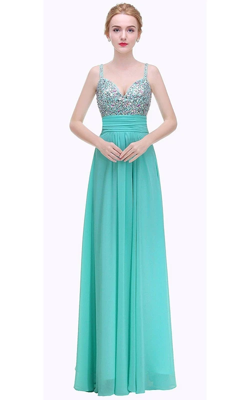 Robe longue trapèze à bretelles sans manches et taille froncée