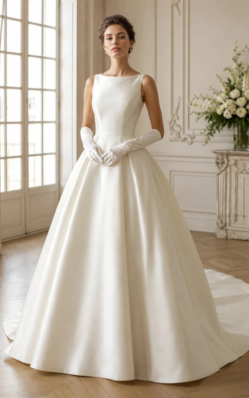 Robe de bal vintage en satin bateau