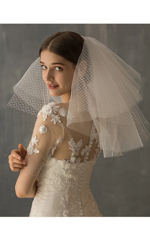 Voile d'épaule chic en tulle blanc à deux couches