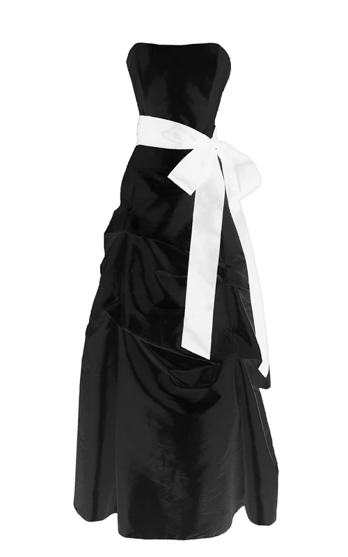Trägerloses, mehrlagiges Rüschenkleid mit Satinschleife