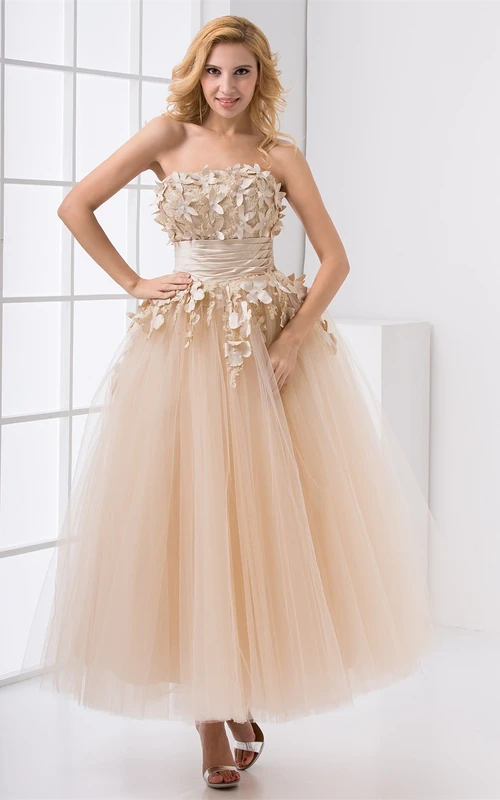 Shining Mesh Satin Ankle Length a Line Sleeveless Special Occasion Dresses