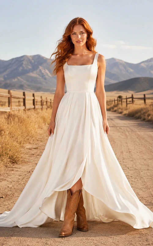 Robe de mariée de maternité à col montant et manches longues en dentelle, style vintage, en tulle.